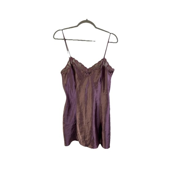 Victoria's Secret Tops - Vintage Y2K Victorias Secret Satin Lace Spaghetti Chemise Baby Slip Shirt Medium